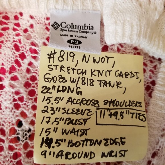 🌍#819 NWOT Columbia PS White Eyelet Cotton Cardigan - Picture 7 of 16